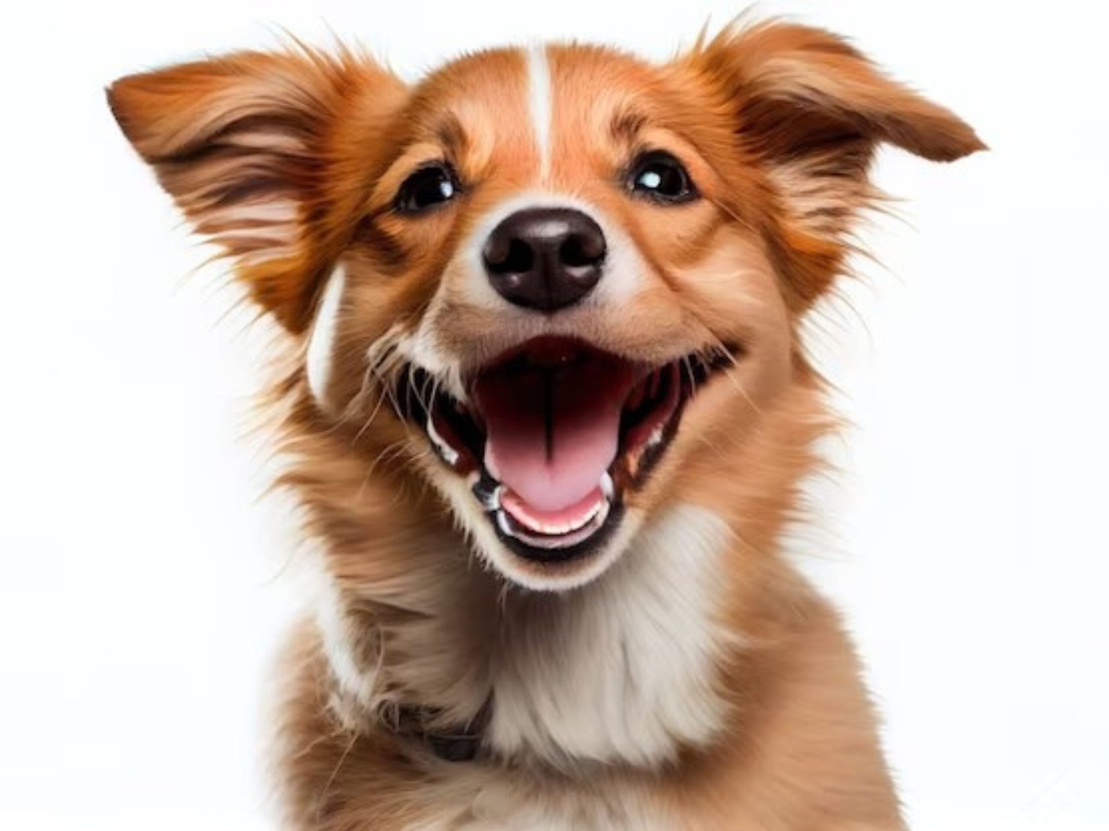 Happy dog smiling brightly.