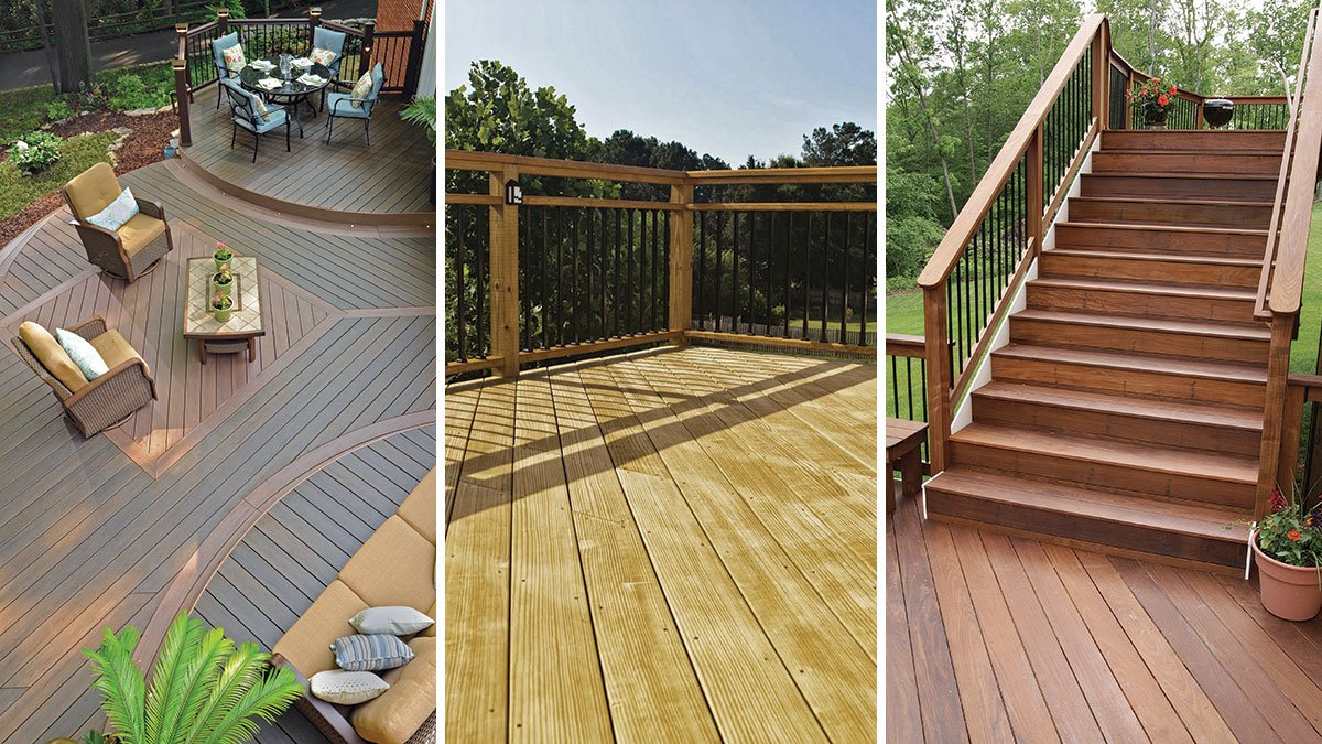 Different deck styles and materials shown.