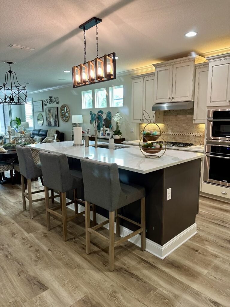 Modern kitchen with island and bar stools