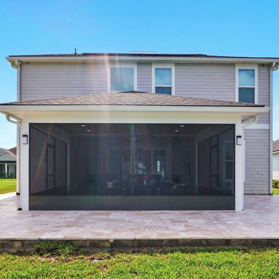 Modern house with glass patio enclosure